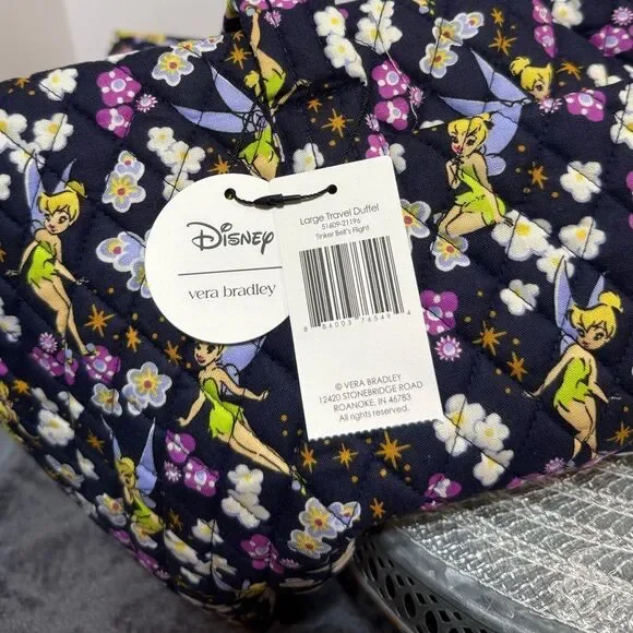 Vera Bradley Disney Large Traveler Duffel Bag in Tinker Bell’s Flight NWT